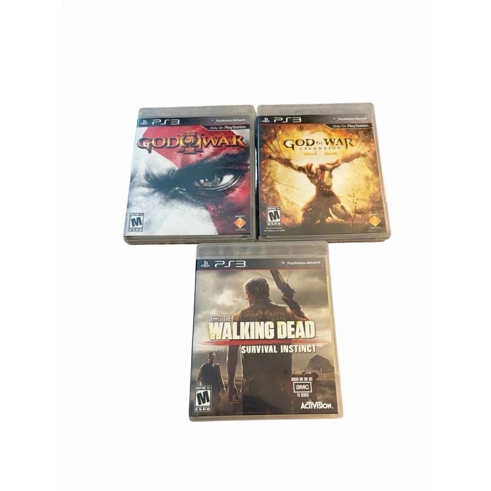 Lot 3 PS3 PlayStation 3 Games God Of War Ascension & III and Walking Dead